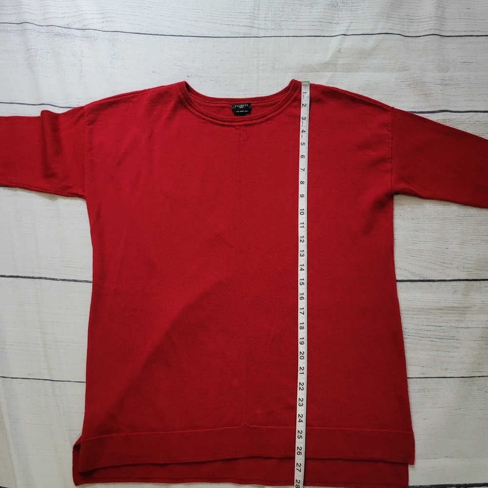 Talbots Size 1X Merino Wool Sweater Womens Red Crew Neck Long Sleeve Tunic - Picture 5 of 9
